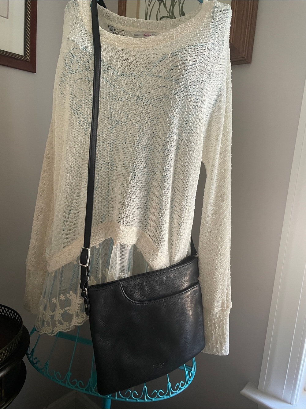 Margot New York Black Leather Crossbody Bag - Picture 3 of 12
